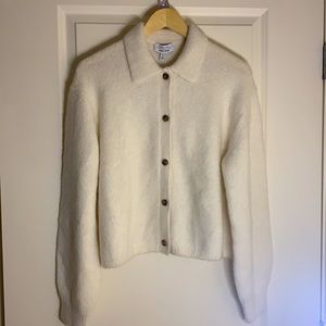 & other stories alpaca and wool collared cardigan
